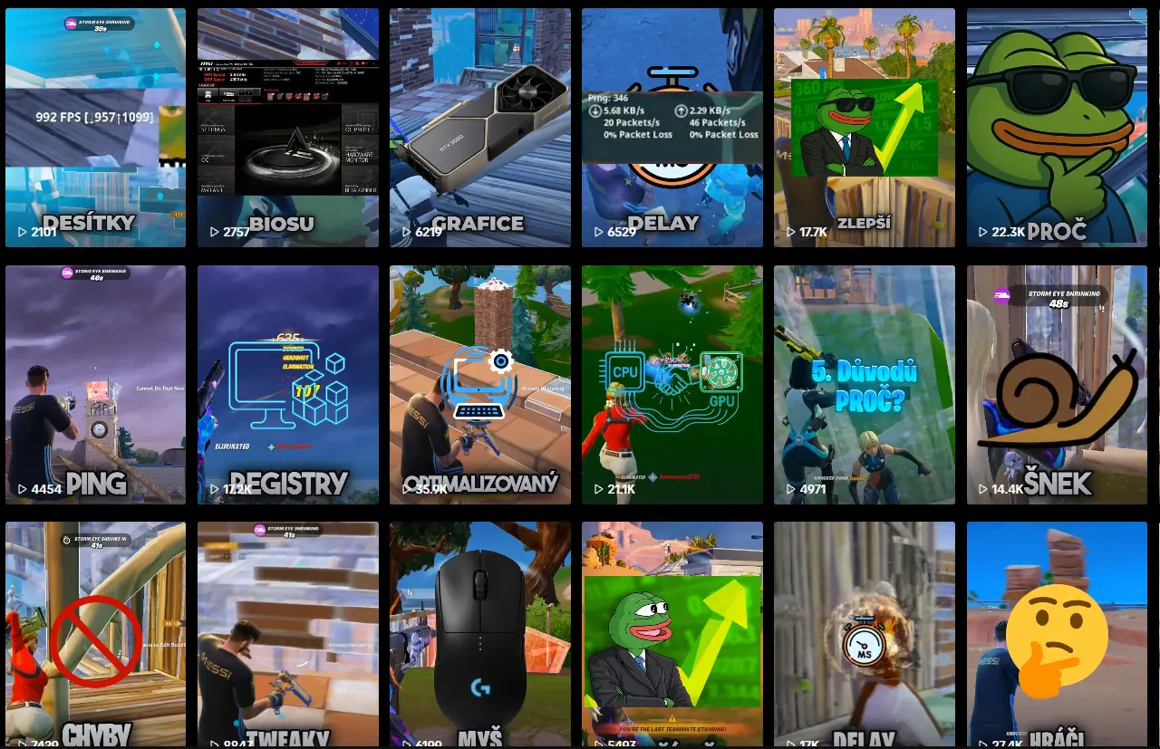 Ukázka TikTok kanálu o optimalizaci PC